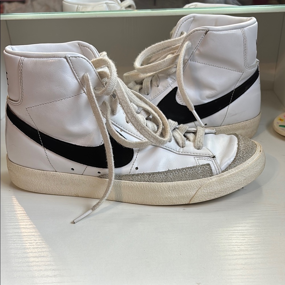Nike White and Black High-Top Sneakers